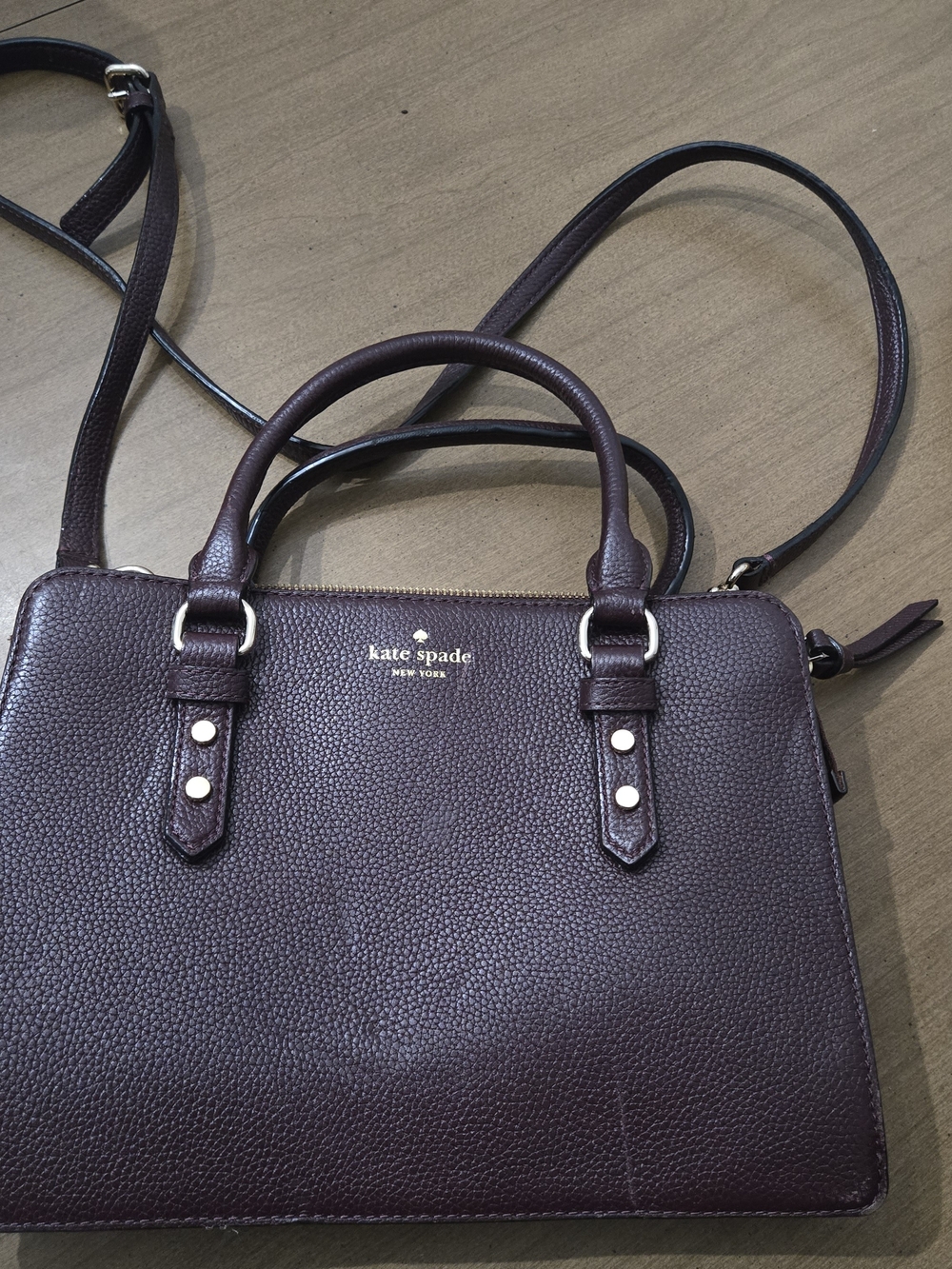kate spade New York Pebbled Leather Satchel - Deep Burgundy - Picture 2 of 14